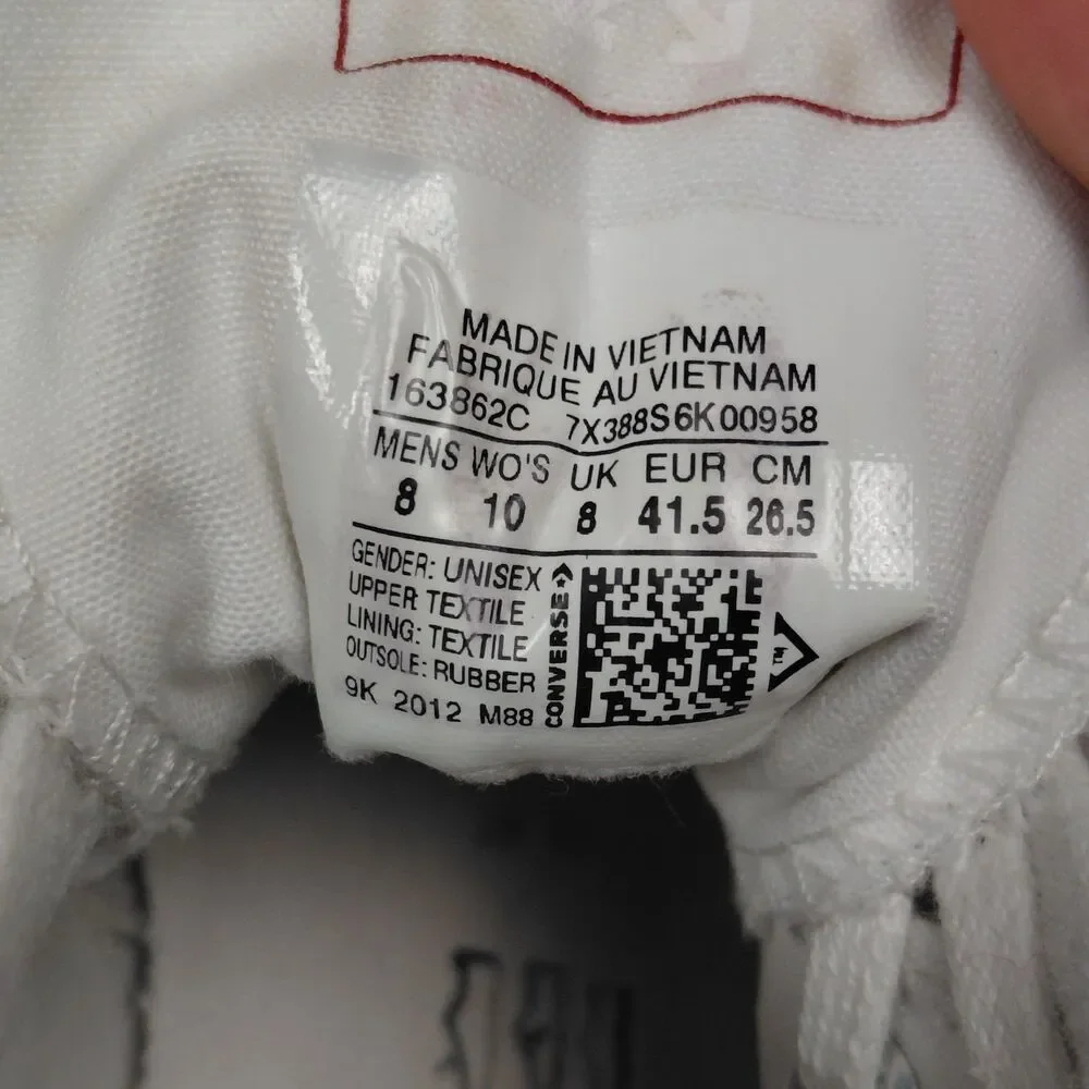 Converse Off White Chuck Taylor All-Star Hi Top Sneakers Mens 8 Womens 10